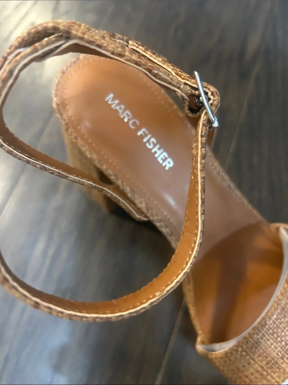 Marc Fisher Tan Woven Platform Sandals